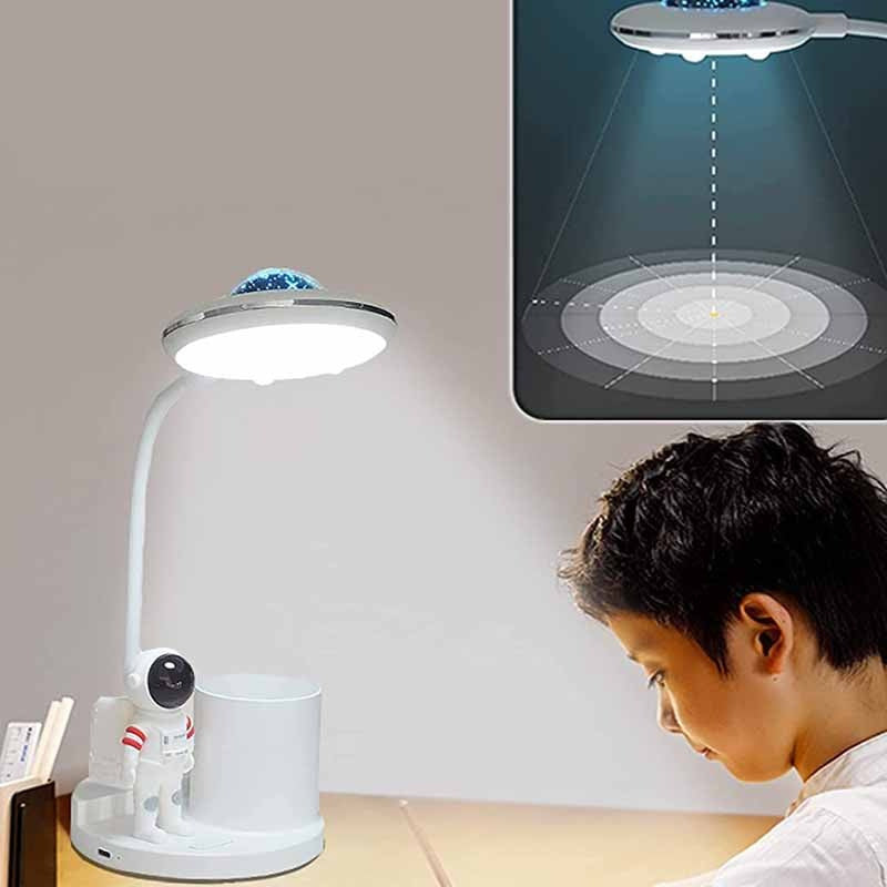 LED Desk Lamp with Pen Holder - Projection Lamp Astronaut Shape