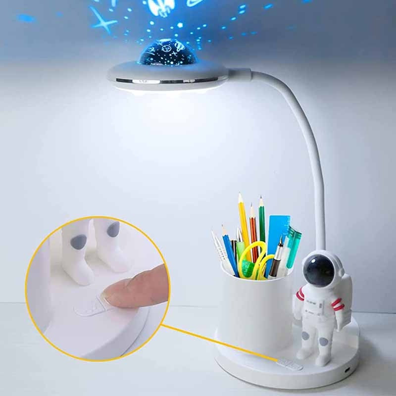 LED Desk Lamp with Pen Holder - Projection Lamp Astronaut Shape