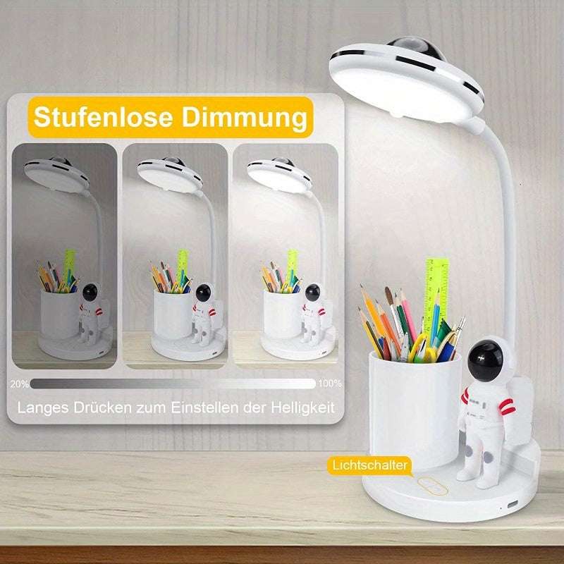 LED Reading Desk Lamp With Pen Holder - Projection Lamp Astronaut Shape