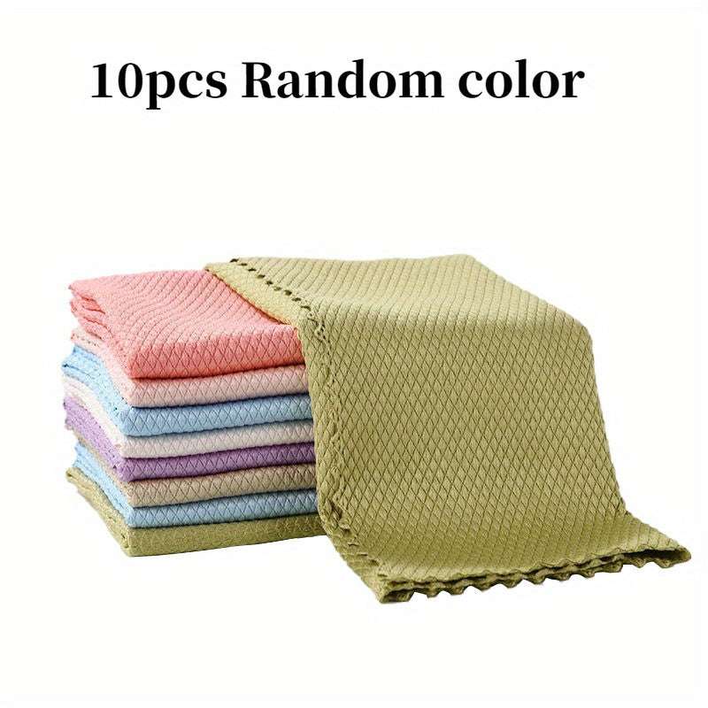 10-Pack Microfiber Glass Cleaning Cloths - Streak-Free