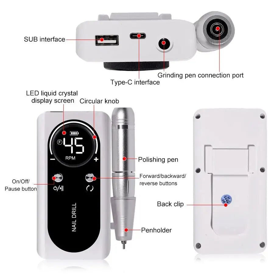 Manicure Professional 45000RPM Salon Tool Electric Portable