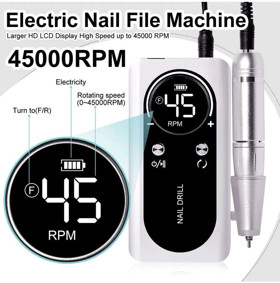 Manicure Professional 45000RPM Salon Tool Electric Portable