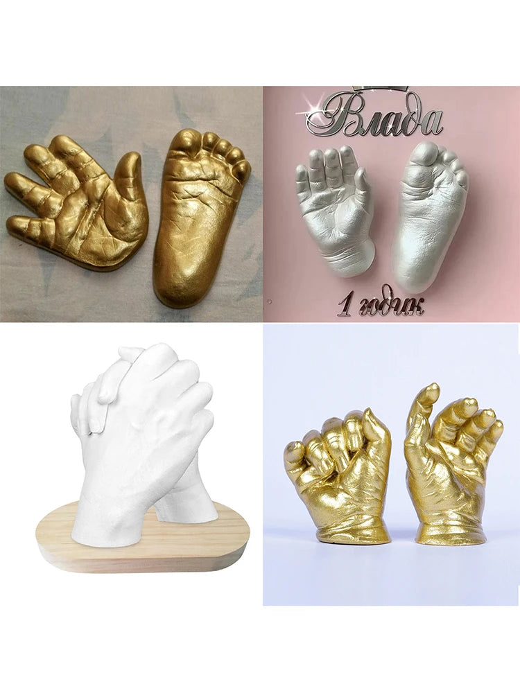 Record Growth - Hand and Foot mold powder casting - kit DIY plaster statue molding 3D hand print craft gift anniversary baby - gift valentines day