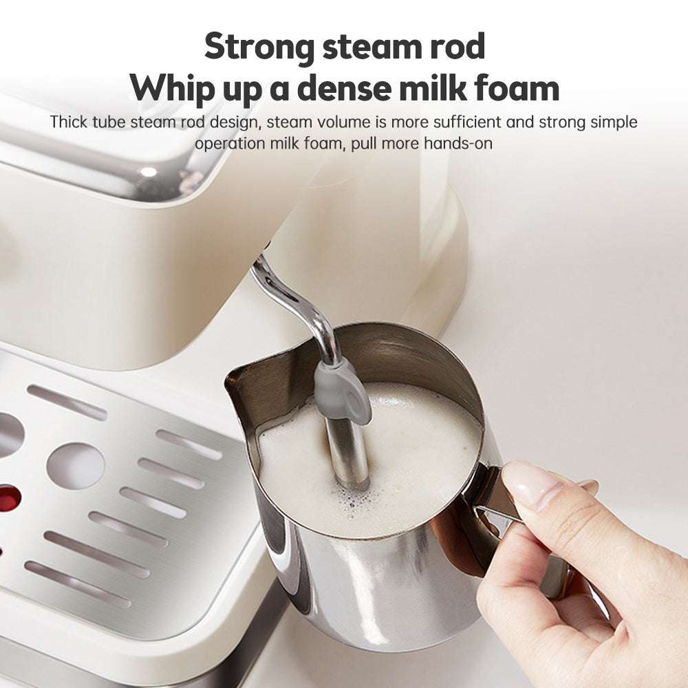 Espresso Coffee Machine Maker 1050W, 20 Bar Pressure, Beige Design for Home Baristas