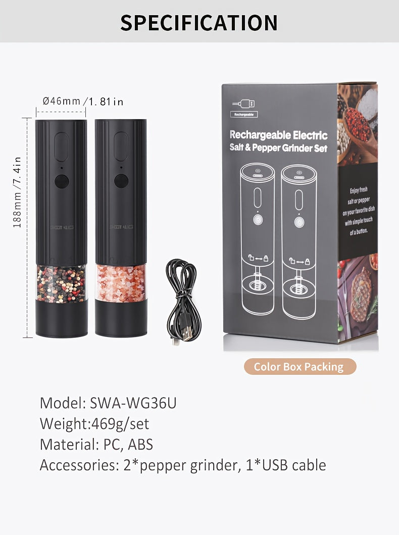 Salt & Pepper Grinder Set 2pcs Electric - Perfect for Home Kitchen