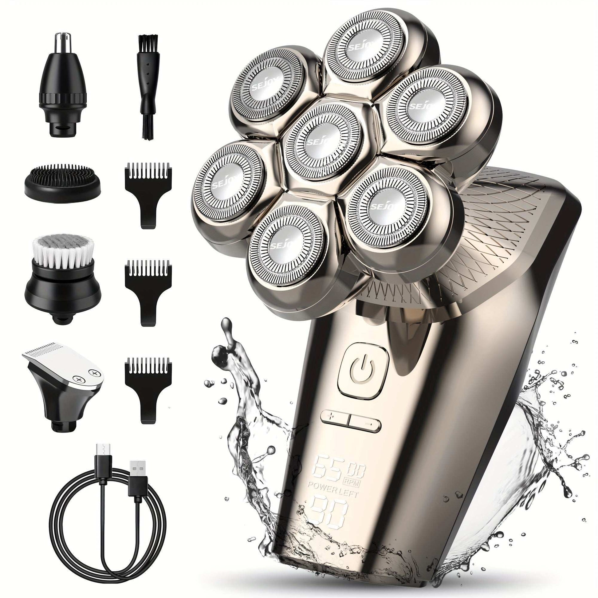 Versatile Multifunctonal 5-In-1 Men'S Electric Head Shaver Detachable Head Shavers