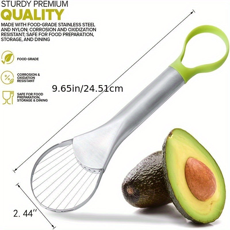 Manual Multifunctional Stainless Steel Avocado Slicer Cutter, for Kitchen Use - No Power Required