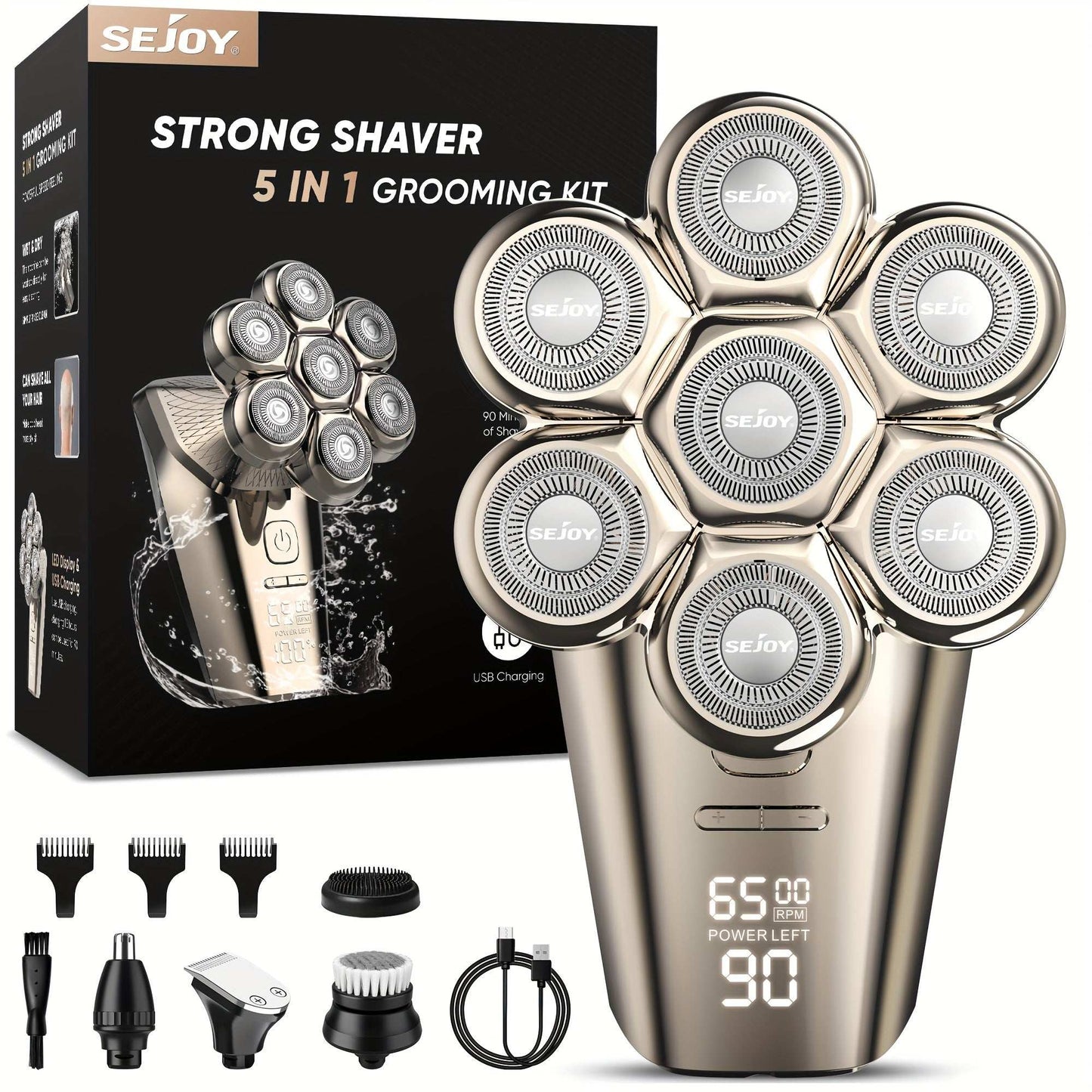 Versatile Multifunctonal 5-In-1 Men'S Electric Head Shaver Detachable Head Shavers