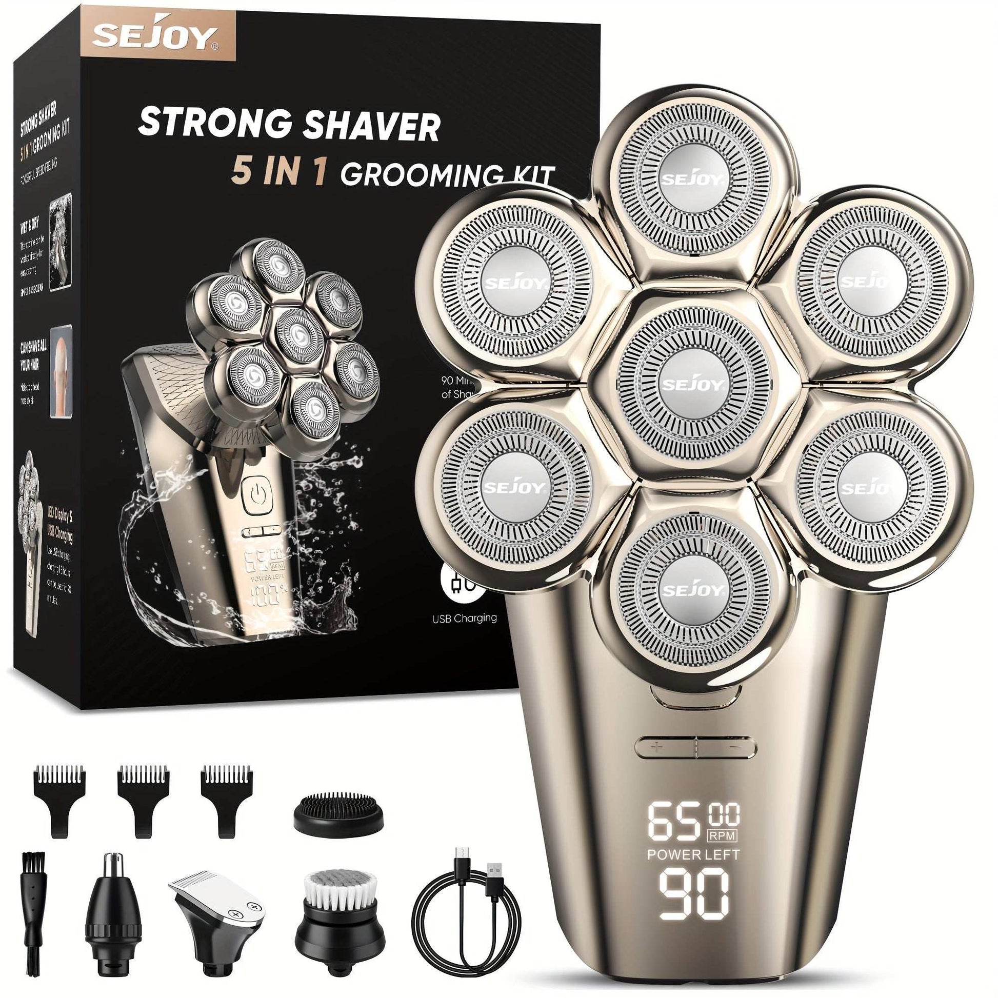 Versatile Multifunctonal 5-In-1 Men'S Electric Head Shaver Detachable Head Shavers