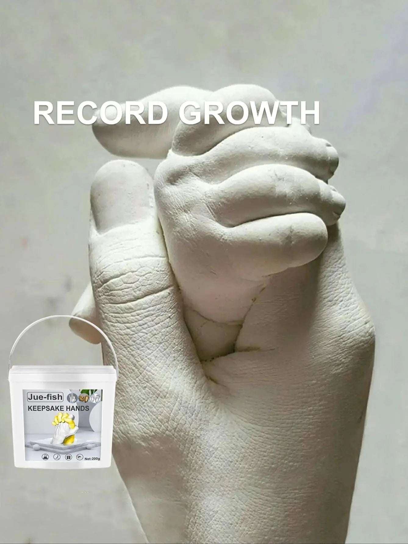 Record Growth - Hand and Foot  mold powder casting - kit DIY plaster statue molding 3D hand print craft gift  anniversary baby  - gift valentines day