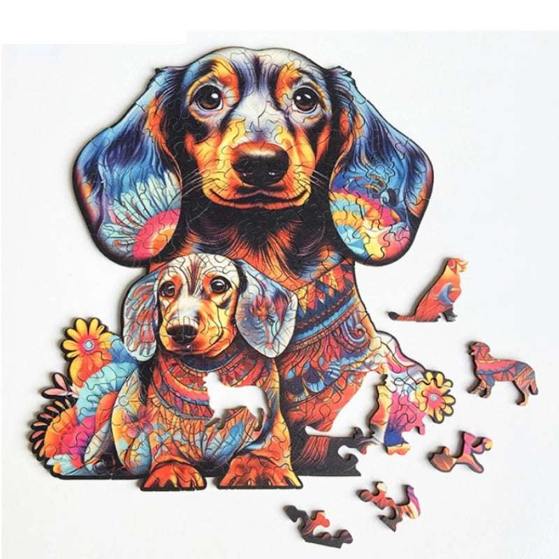 Puzzle educational toys - Unique Shaped Irregular Wooden 3D Cute Dog Choose your Art: A3, A4 or A5 Toys 4mm - gift idea