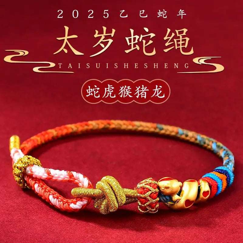 Red Rope Bracelet Zodiac Snake Handmade Good Luck Amulet
