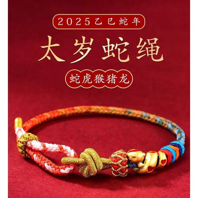 Red Rope Bracelet Zodiac Snake Handmade Good Luck Amulet
