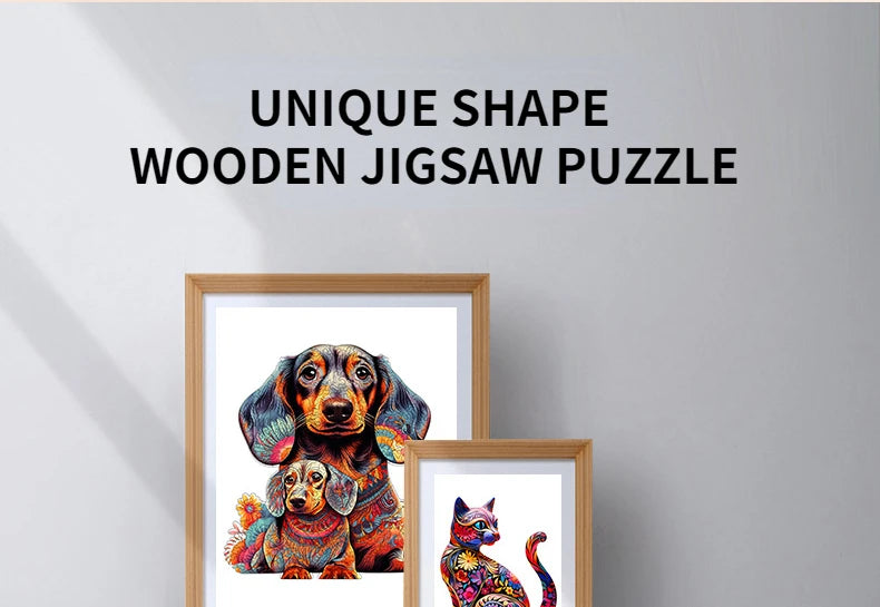 Puzzle educational toys - Unique Shaped Irregular Wooden 3D Cute Dog Choose your Art: A3, A4 or A5 Toys 4mm - gift idea