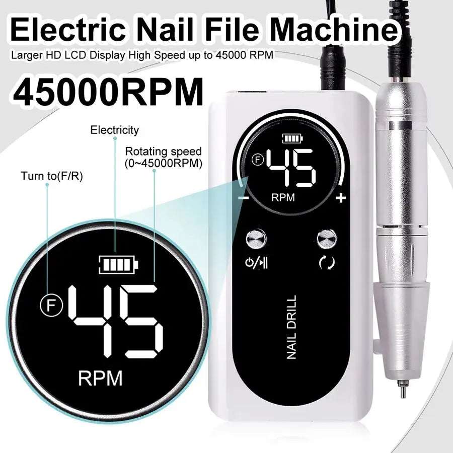 Manicure Professional 45000RPM Salon Tool Electric Portable
