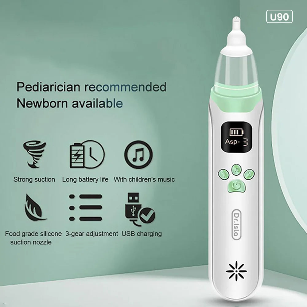 电动儿童吸鼻器 – 硅胶鼻腔清洁器，吸力可调，噪音低，儿童安全