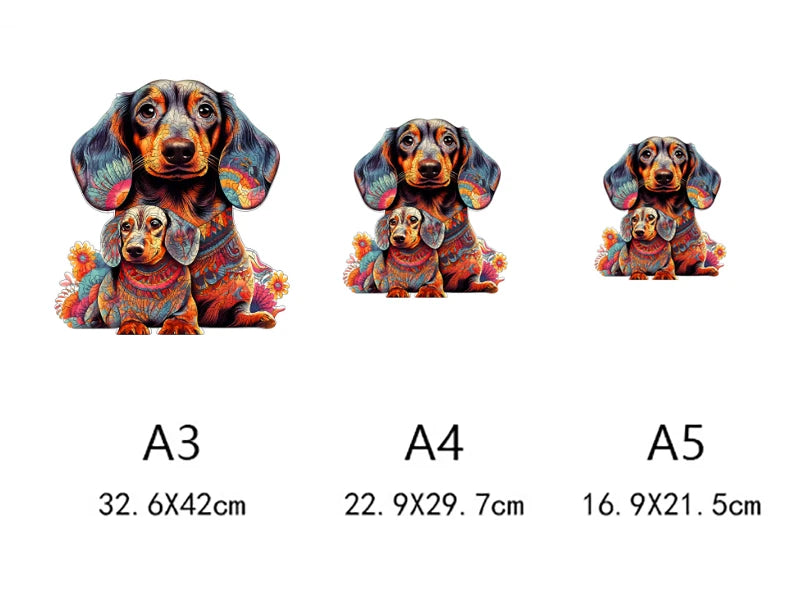 Puzzle educational toys - Unique Shaped Irregular Wooden 3D Cute Dog Choose your Art: A3, A4 or A5 Toys 4mm - gift idea