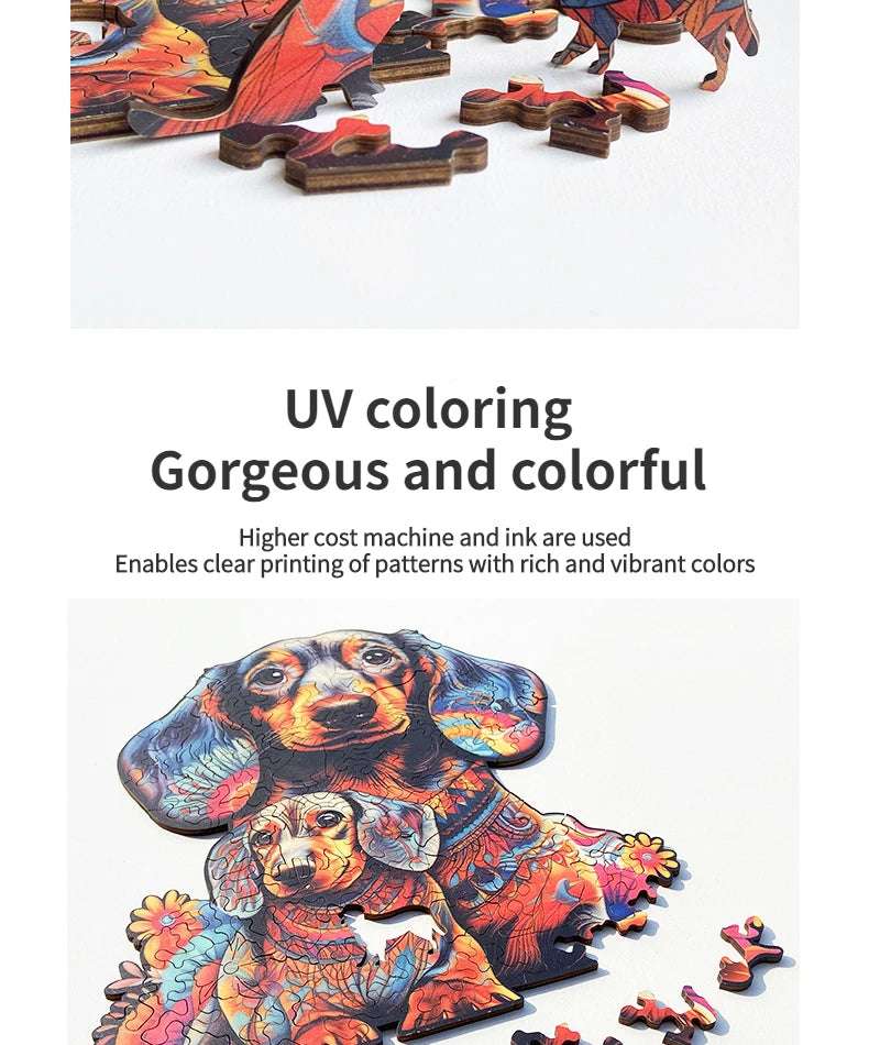 Puzzle educational toys - Unique Shaped Irregular Wooden 3D Cute Dog Choose your Art: A3, A4 or A5 Toys 4mm - gift idea