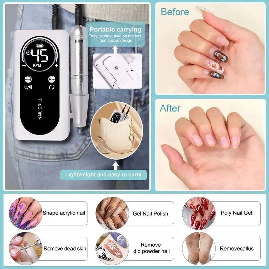 Manicure Professional 45000RPM Salon Tool Electric Portable