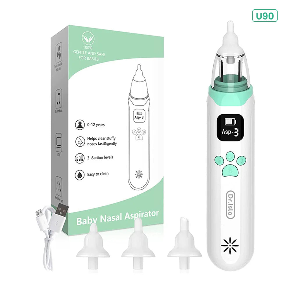 电动儿童吸鼻器 – 硅胶鼻腔清洁器，吸力可调，噪音低，儿童安全