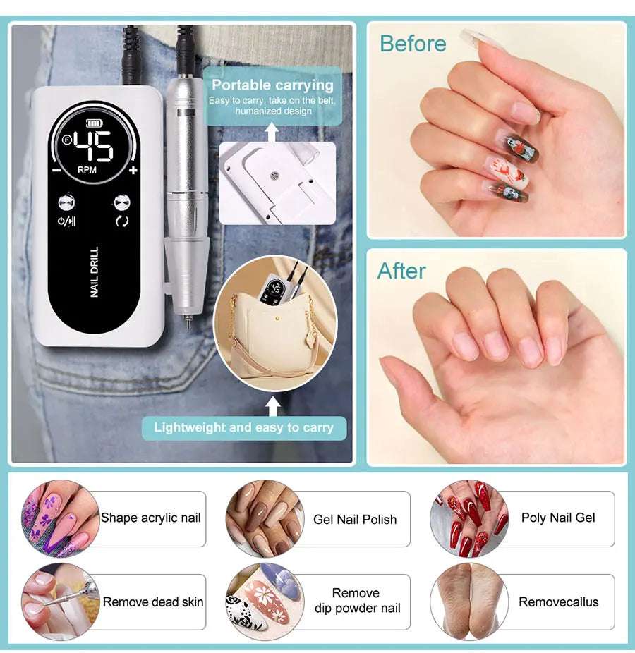 Manicure Professional 45000RPM Salon Tool Electric Portable