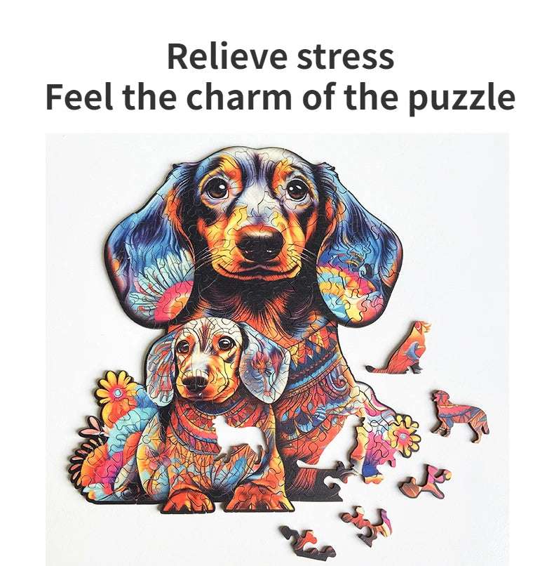 Puzzle educational toys - Unique Shaped Irregular Wooden 3D Cute Dog Choose your Art: A3, A4 or A5 Toys 4mm - gift idea