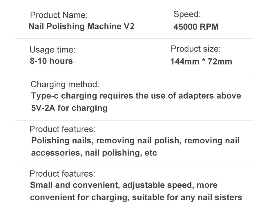 Manicure Professional 45000RPM Salon Tool Electric Portable