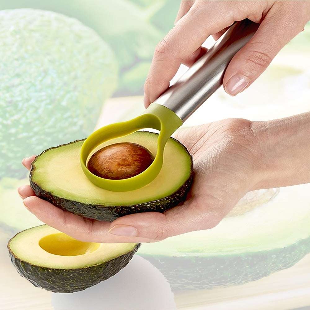 Manual Multifunctional Stainless Steel Avocado Slicer Cutter, for Kitchen Use - No Power Required