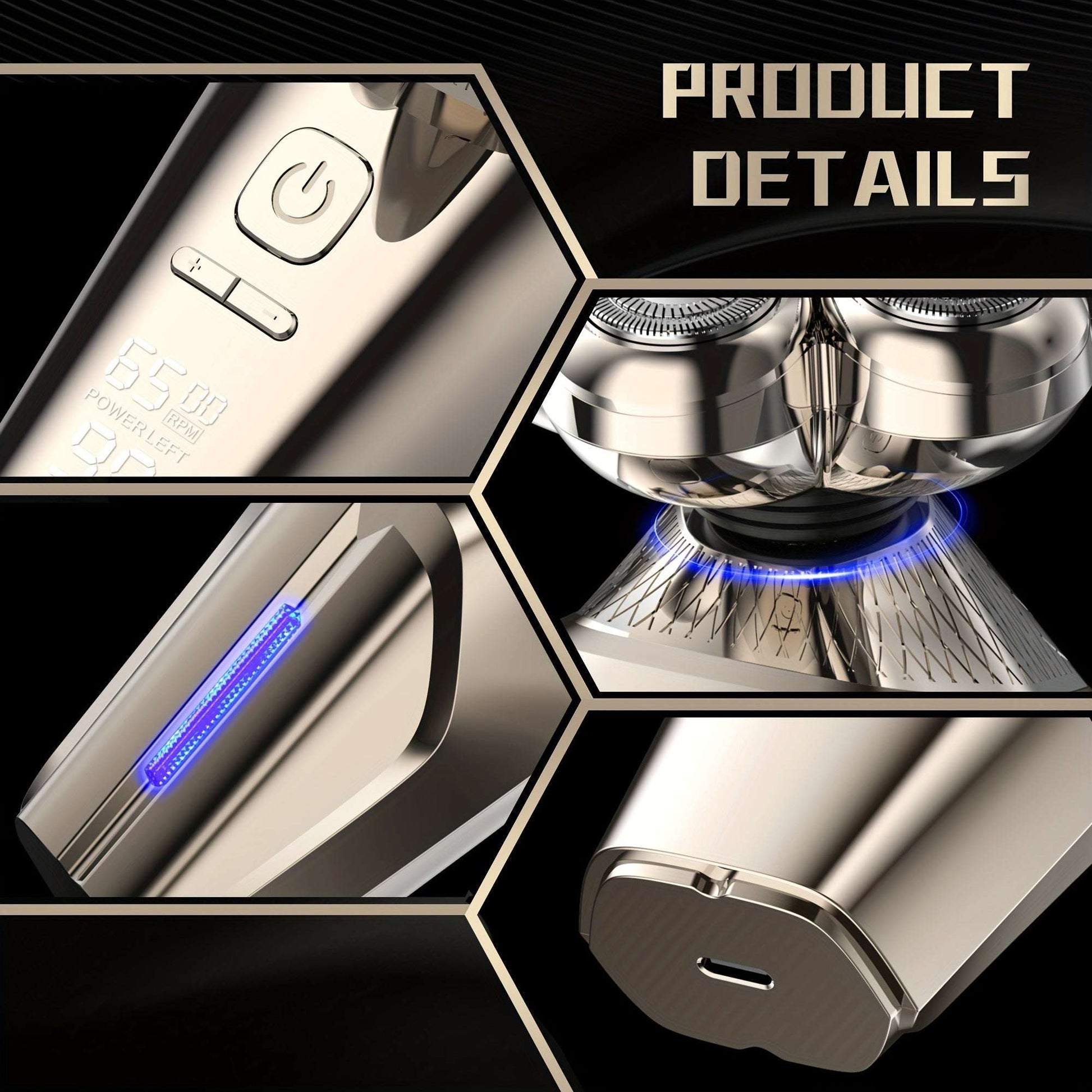 Versatile Multifunctonal 5-In-1 Men'S Electric Head Shaver Detachable Head Shavers