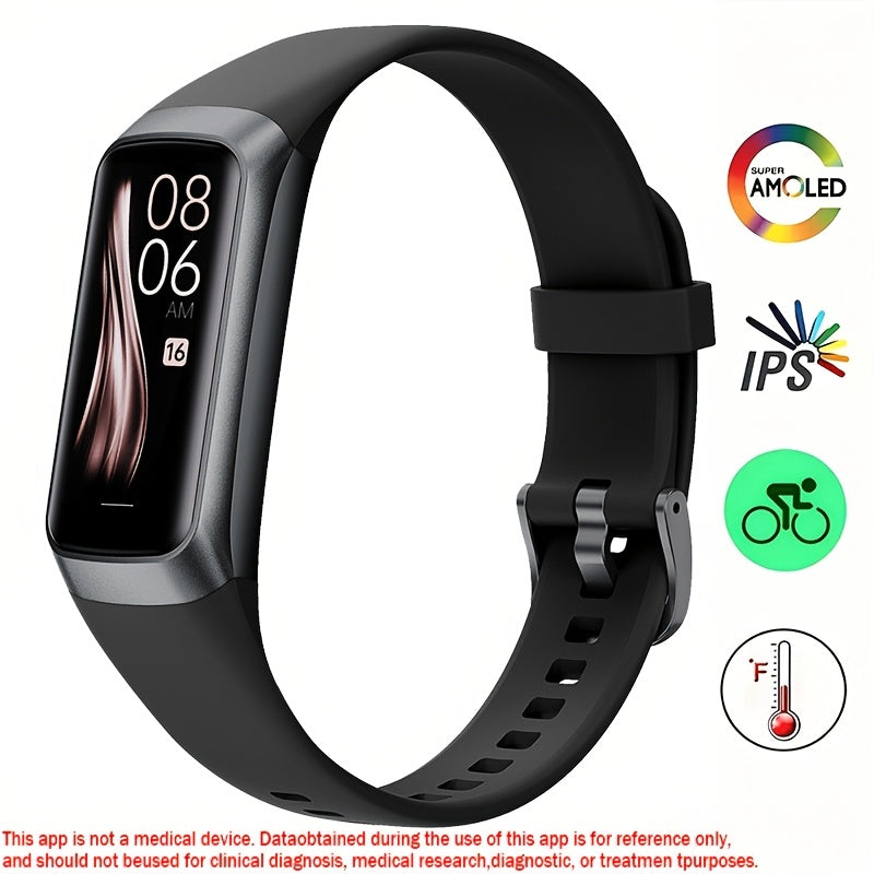 Smart Watch Fitness Tracker - 1.1" Amoled Display, Ultra-Thin C60 25+ Sports Modes, Step & Calorie Counter for Android & for iPhone, Silicone Band, Pink, Activity Tracker, Women Men