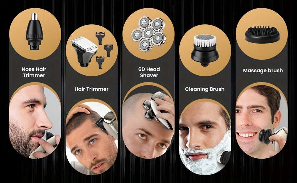 Versatile Multifunctonal 5-In-1 Men'S Electric Head Shaver Detachable Head Shavers