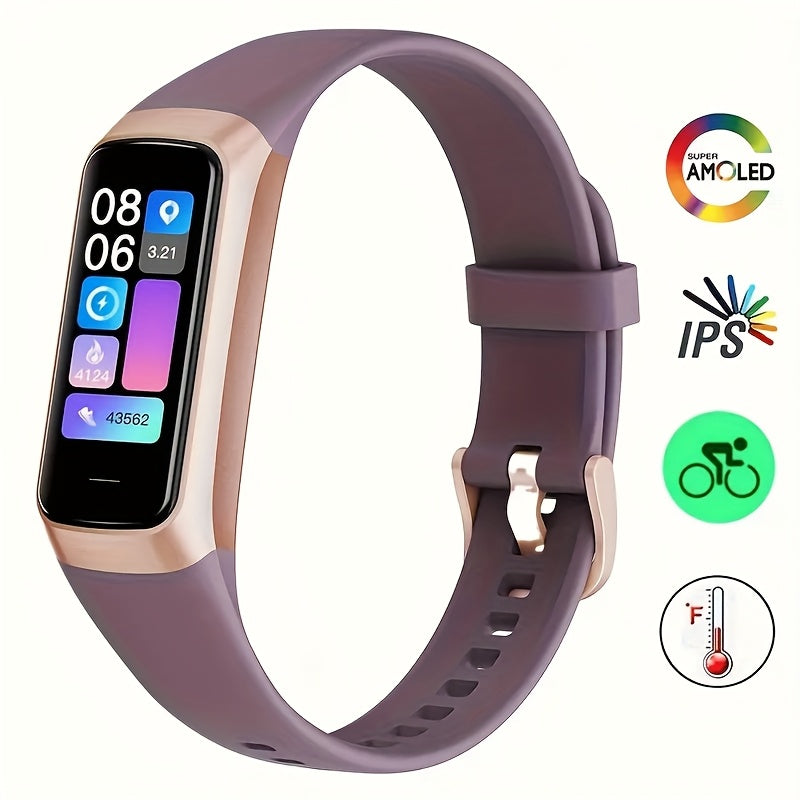Smart Watch Fitness Tracker - 1.1" Amoled Display, Ultra-Thin C60 25+ Sports Modes, Step & Calorie Counter for Android & for iPhone, Silicone Band, Pink, Activity Tracker, Women Men