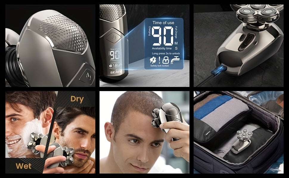 Versatile Multifunctonal 5-In-1 Men'S Electric Head Shaver Detachable Head Shavers